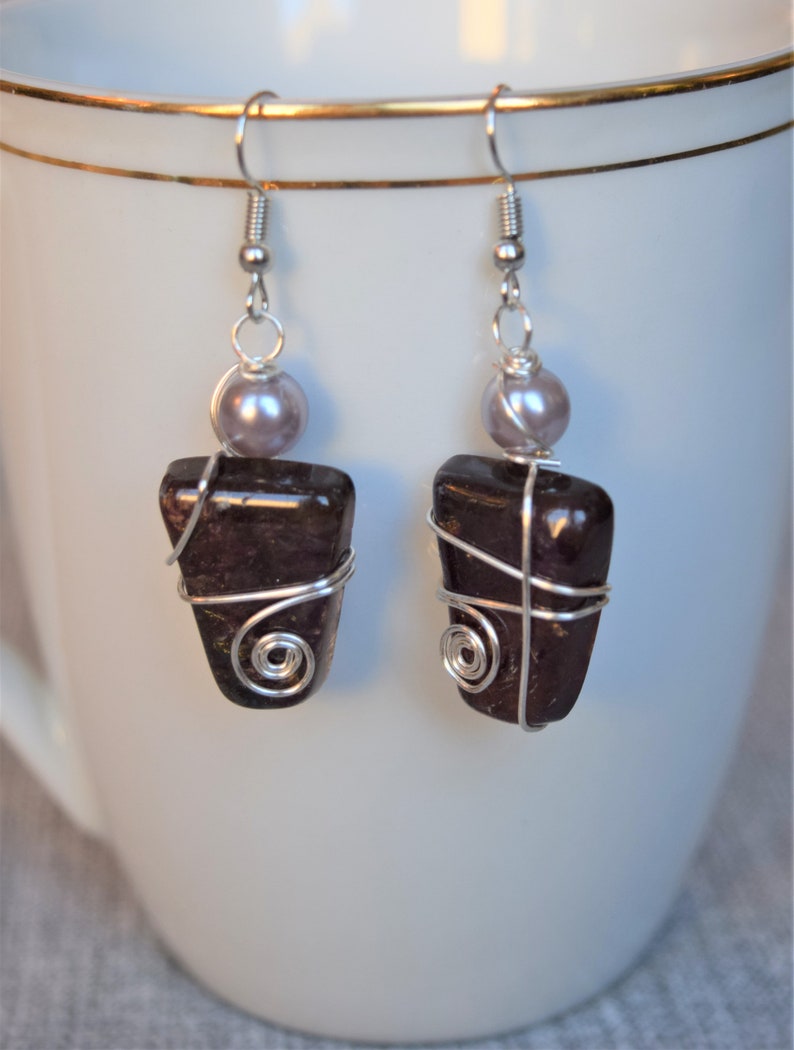 Purple heart pendant earring set