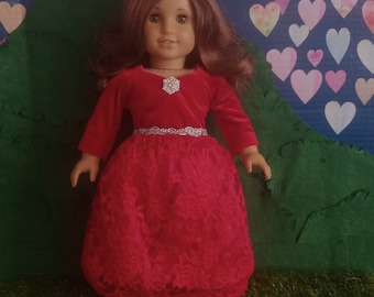 18 inch Doll Ruby Princess Ballgown Outfit: Tiara, Brooch, Shoes