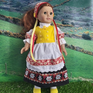 Complete 5-pc Traditional Scandinavian Folk Dancing Outfit for 18&quot; dolls  &quot;Rayna&quot;