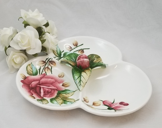 Lefton ESD Japan Rose Bud Ceramic Candy Dish, Vintage Shabby Chic