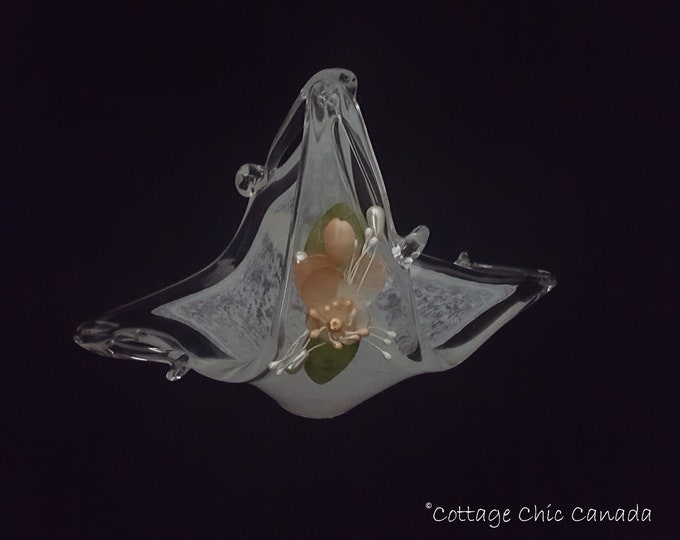 Mid Century Vintage Lavorazione Murano Glass Basket
