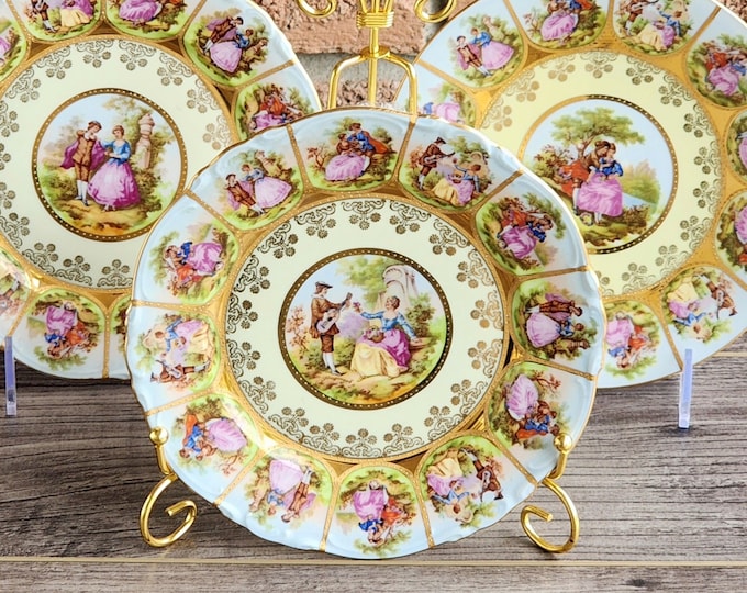 Mid Century Art Deco Fragonard Love Story Side Plates