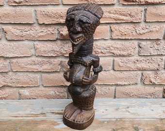 African Tribal Art Hand Carved Wood Tiki Bar Statue/Idol/Totem