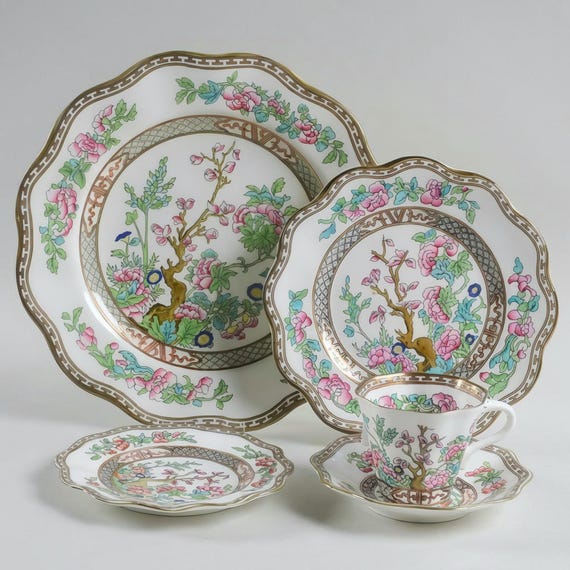 Antique Coalport Indian Tree – 5 Pc Place Setting – Fine Bone