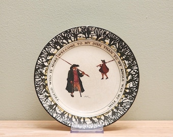 Antique Royal Doulton Gallant Fishers Wall Plate From The Collectible Isaac Walton Ware Series  - 7 5/8 inches