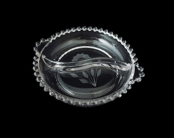 Plato de cristal con divisiones para condimentos Hughes Cornflower – Línea Imperial Candlewick 400/54 – Canadá