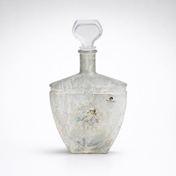 Italian Murano Crystal Decanter Arte Silvestri Gilt Gold Classical Revival Glass