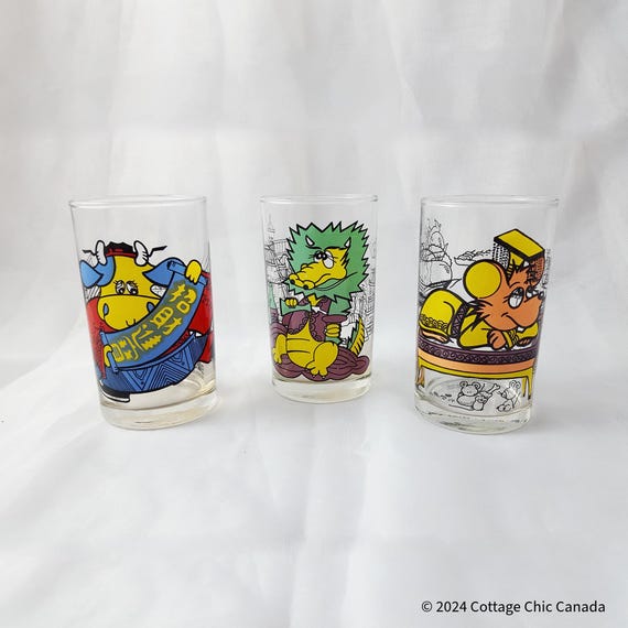 Vintage Brand's Essence of Chicken Glass Jars: Cartoon Characters, Set of 3
