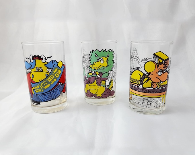 Brand Essence of Chicken Promotional Glass Jars with Cute Cartoon Characters, Set of 3