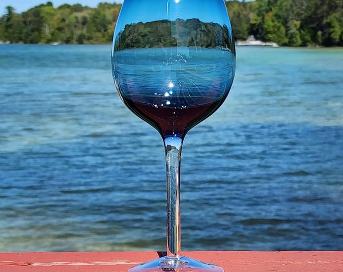Vintage Teal Blue Balloon Wine Glass - Elegant Barware for Weddings, Parties, and Special Gifts