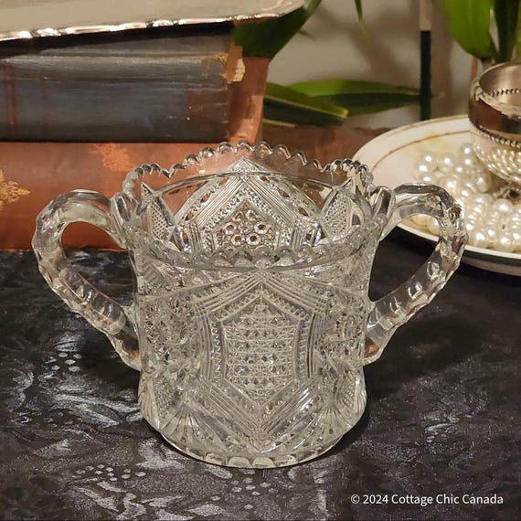 Imperial Glass “Hexagon and Cane” Spooner Cup – Vintage 1930s Elegant Art Deco Tableware USA