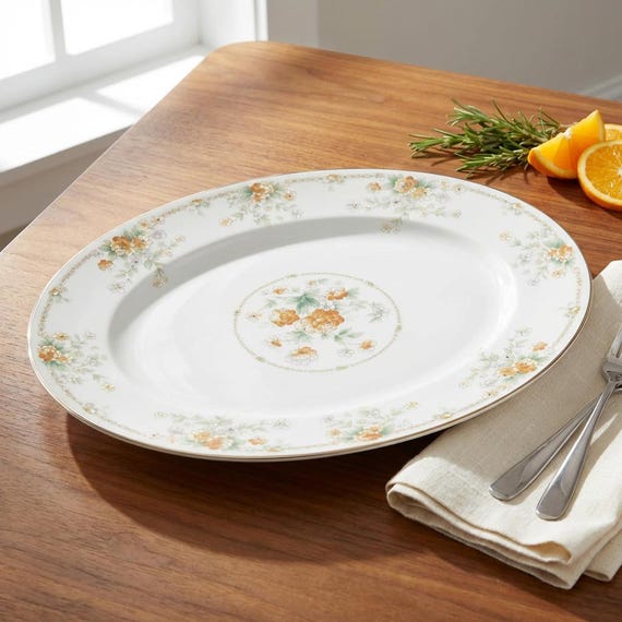Noritake Roundelay 13 5/8 Inch Oval Platter – Fine Bone China Tableware Japan
