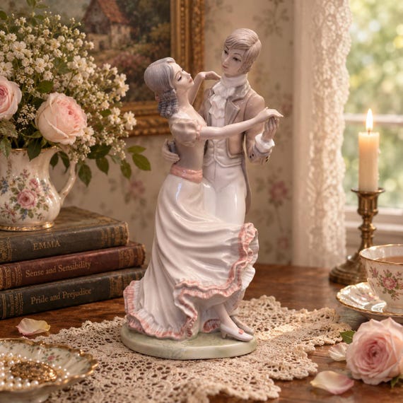Vintage Tengra Style Porcelain Dancing Couple Figurine Romantic Spain 13 Inch