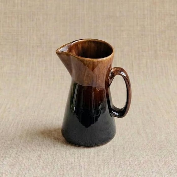 Quebec Pottery Brown Drip Glaze Creamer Milk Jug