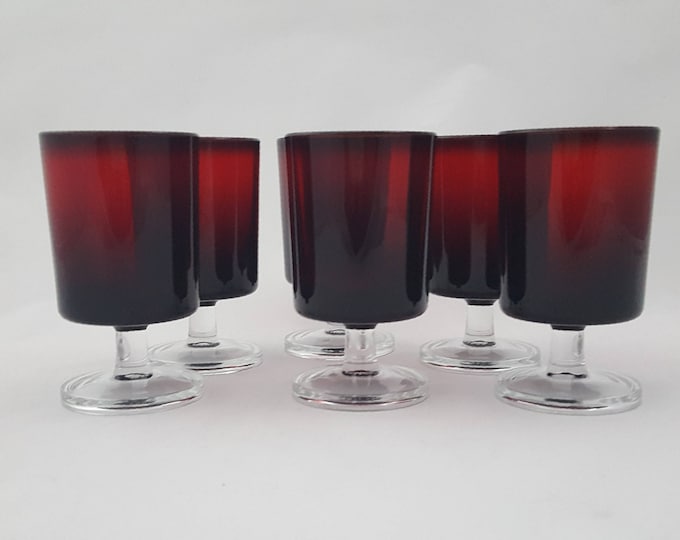 Set of 3 Cristal D'Arques Cavalier Ruby 4 1/2" Wine Glasses