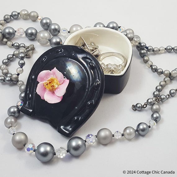 Vintage Coalport Bone China Horseshoe Covered Box