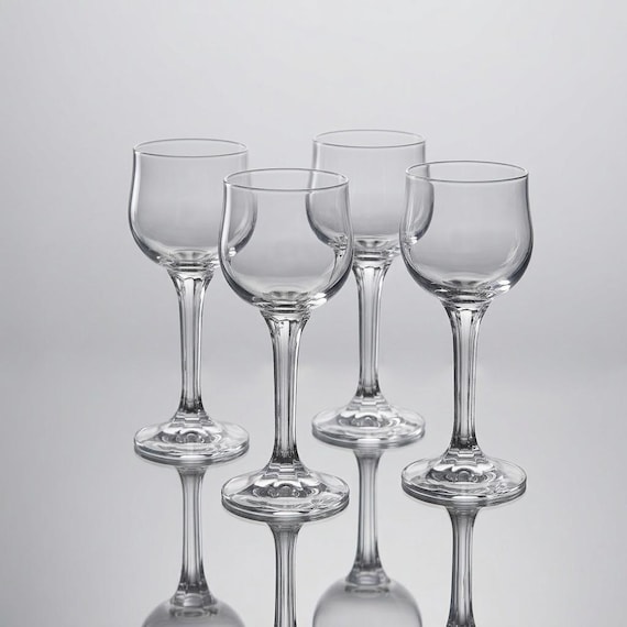 Bohemia Crystal Diana Cordial Glasses Set of 4 or 6 Czech Liqueur Aperitif Stemware