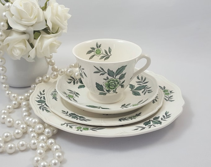 Wedgwood Green Leaf 4-Piece Tea Luncheon Set, Stoneware Dinnerware Made in England