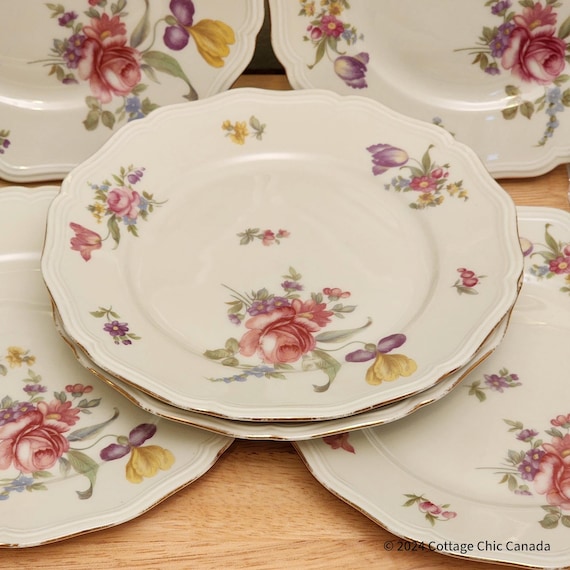 Johann Haviland Bavaria Salad Plates Set of 6 – Floral Sprays Chippendale Shape Vintage Germany
