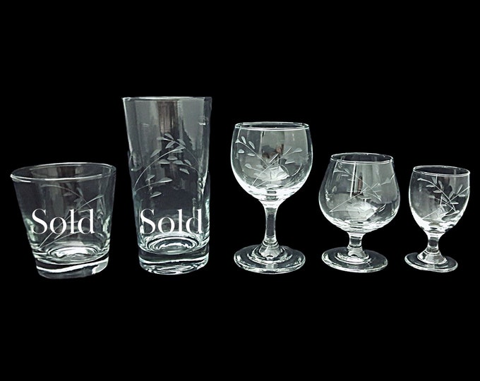 Anchor Hocking Pussy Willow Cognac or Liqueur Glasses - Vintage Mid Century Barware