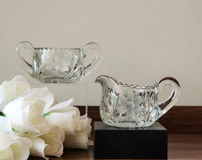 Antique Tiffin-Franciscan Crystal Creamer and Sugar Bowl Set – Cut 83 Pattern, Circa 1928 – ABP American Brilliant Period
