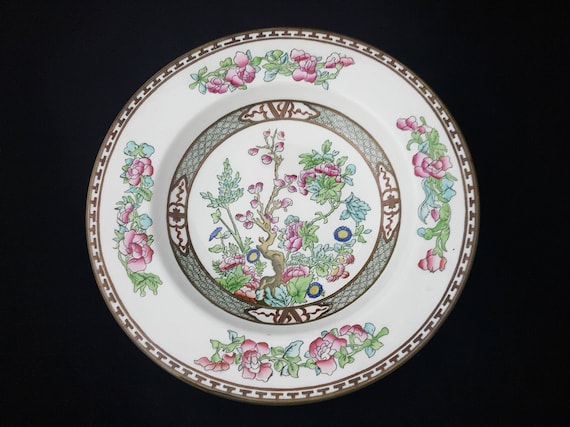 Coalport Indian Tree Rim Soup Bowl – Antique, English Fine Bone China, Multicolor Floral Pattern