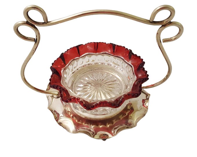 EAPG Heisey Ruby Clear Glass Sugar or Candy Dish from the Early 20th Century