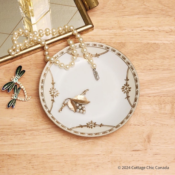 Antique Morimura Nippon Vanity Trinket Dish – Hand Painted Floral Gold Trim Japan