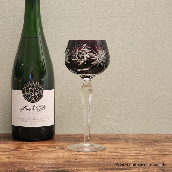 Lausitzer Ruby Crystal Wine Goblet: Bohemian Cut-to-Clear Glass