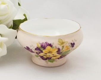 Aynsley Purple & Yellow Violets Sugar Bowl from England