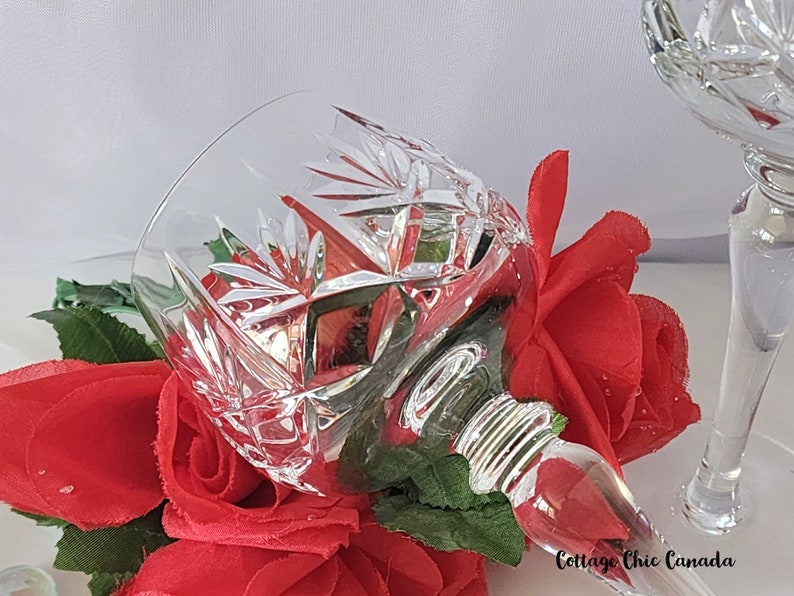 Elegant Hock Wine Glasses Vintage 80's Crystal Glassware Free Shipping image 4
