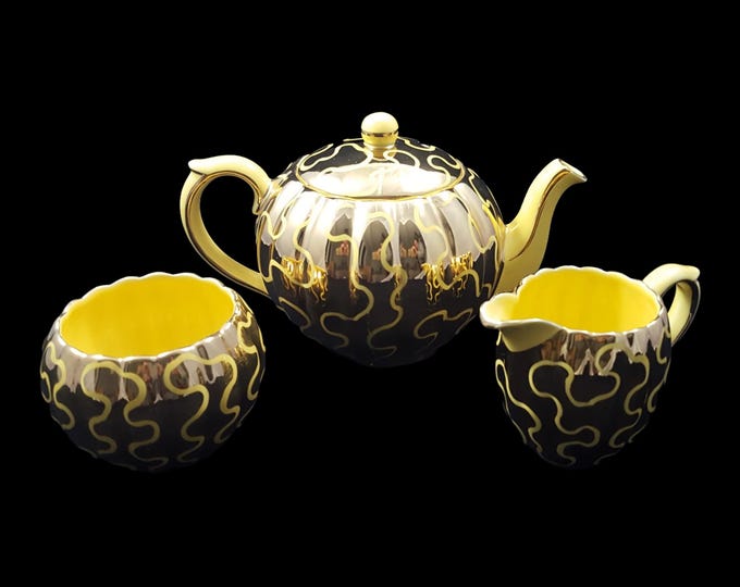 Art Deco Vintage Gibson Staffordshire England Tea Pot Creamer and Sugar Set