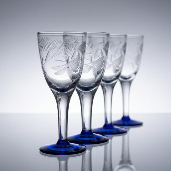Set of 4 Mid Century Cordial Aperitif Glasses by Weston