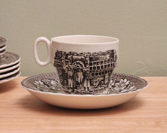 Royal Tudor Ware Coaching Taverns Brown Transferware Saucer