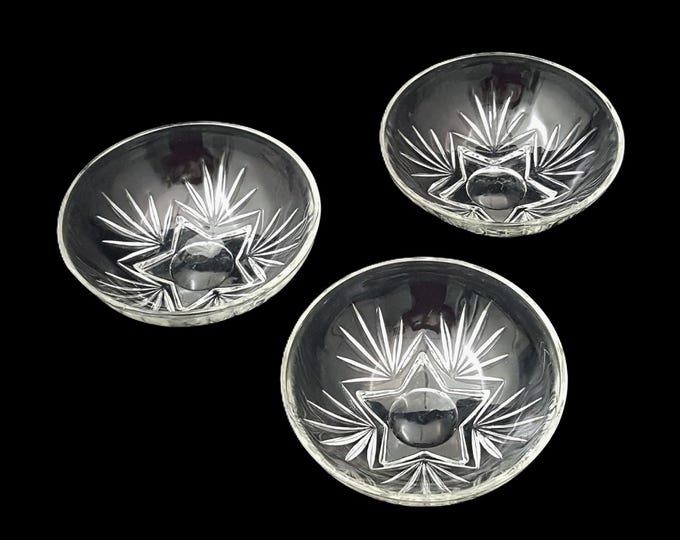 Federal Glass Star Clear Fruit Dessert Bowls, Set of 3