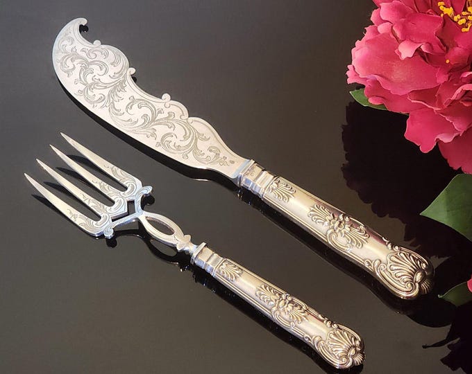 Antique Art Nouveau Gustaf Dahlgren Silver Plated Fish Serving Set – Ornate Knife & Fork Duo