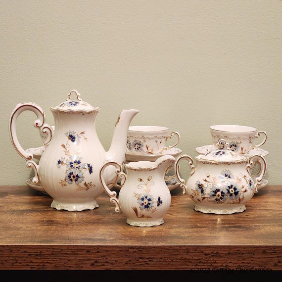 Zsolnay Demitasse Coffee Service for 6 – Vintage Hand Painted