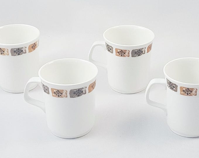 J & G Meakin Mid Century Alfresco Coffee Mugs, 1960s Retro Tableware, Set of 4