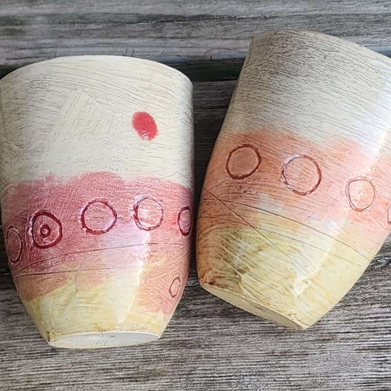 Studio Pottery Handcrafted Mugs Pair – Vintage Stoneware Coffee Cups