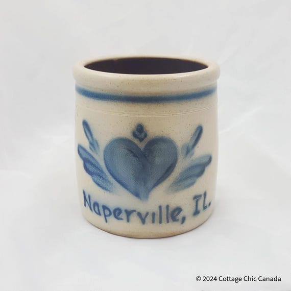 Vintage Handmade Stoneware Crock Pot for Kitchen Storage and Rustic Home Decor