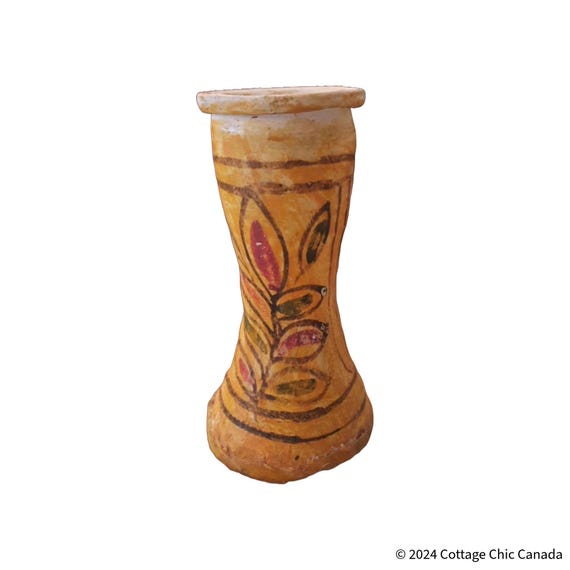 Handmade Rustic Clay Vase: South American Folk Art Decor