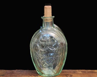 Vintage Glass Flask with Eagle – Bicentennial Collectible for Bar or Shelf Decor