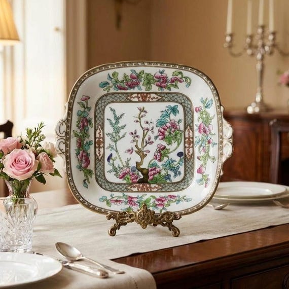 Coalport Indian Tree Handled Cake Plate – Antique Bone China England
