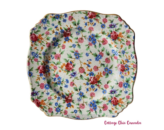 Royal Winton Grimwades Old Cottage Chintz Square Salad Plate