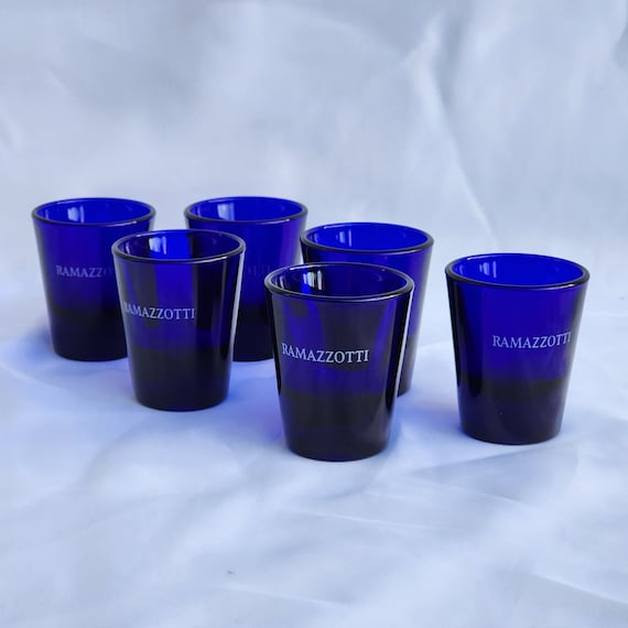 Ramazzotti Cobalt Blue Vodka Shot Glasses Barware Set