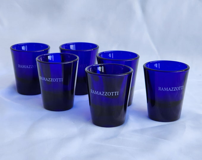Ramazzotti Cobalt Blue Vodka Shot Glasses Barware Set