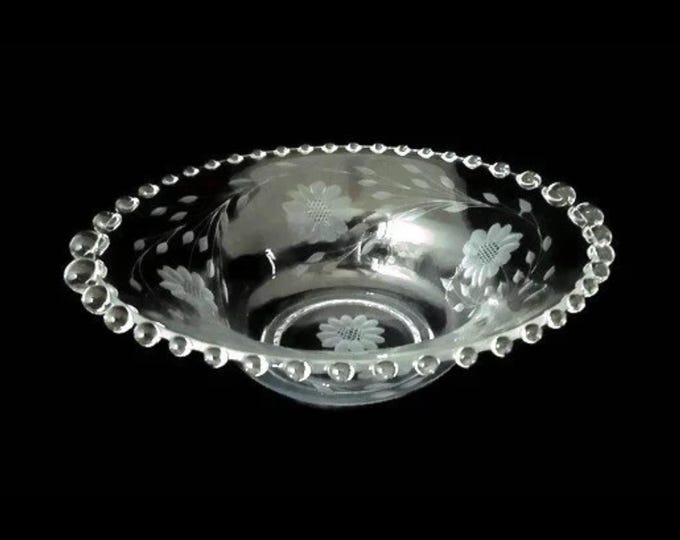 Hughes Cornflower Etched Glass Bowl – Imperial Candlewick, 10" Vintage