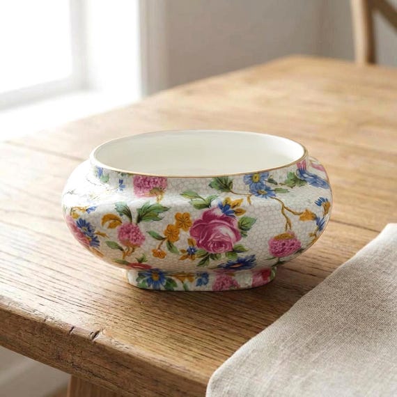 Royal Winton Old Cottage Chintz Sugar Bowl – Vintage Grimwades Rheims Shape England