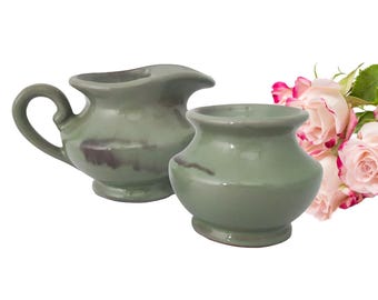 Mid Century Blue Mountain Pottery Creamer and Sugar Set