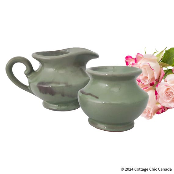 Mid Century Blue Mountain Pottery Creamer and Sugar Set